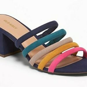 NWT Old Navy Women's Strappy Sueded Heel Mule Sz 9